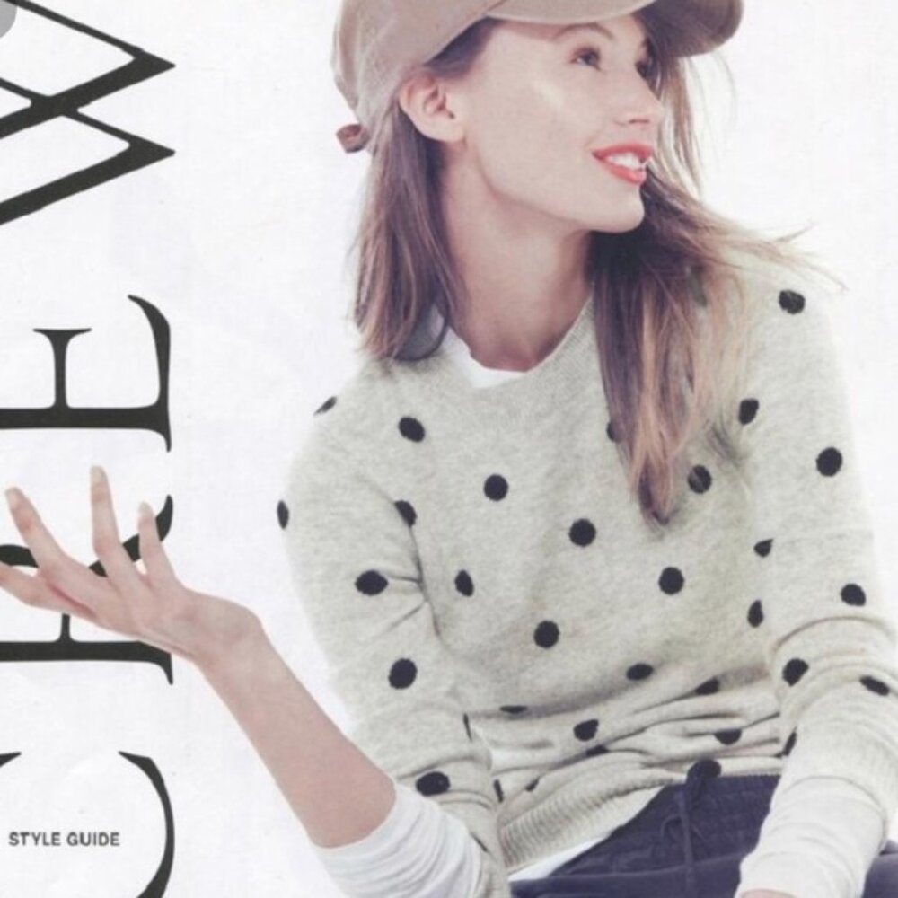 J. Crew Italian Cashmere Polka Dot Sweater, Gray/Navy, Size XXS